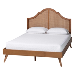 Baxton Studio Alecia Mid-Century Ash Walnut Wood Queen Size Platform Bed